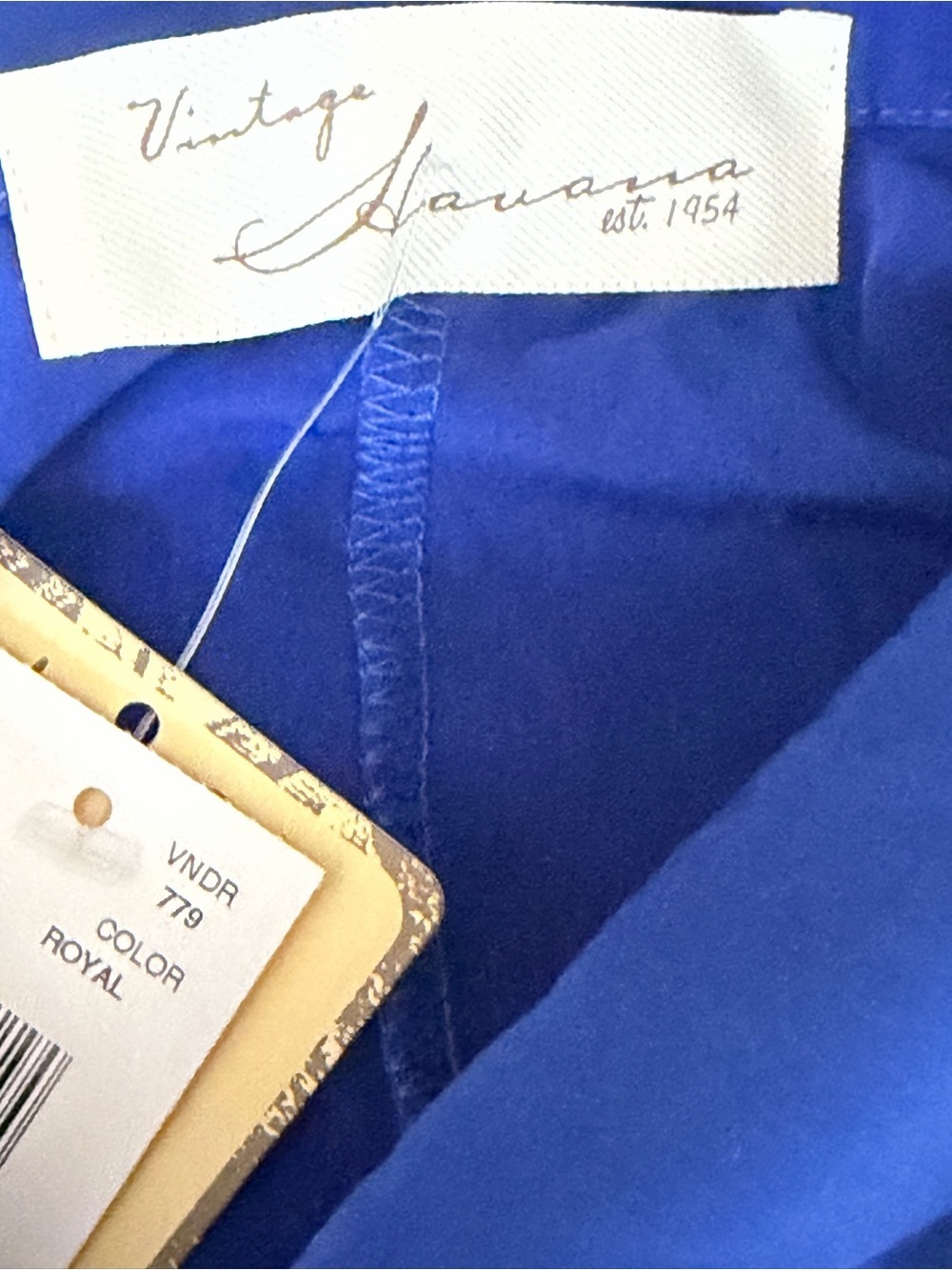 Vintage Havana Royal Blue Button-Up Blouse Gold Skull Buttons Medium NWT - Picture 11 of 12